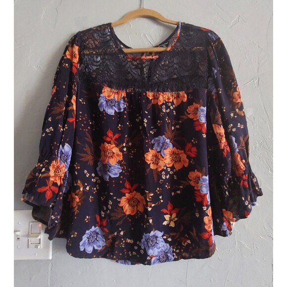 Unique Spectrum Tops Blouse Floral,crochet, 1X,Rayón,20 Inch Of Armp To Armp - Picture 6 of 10